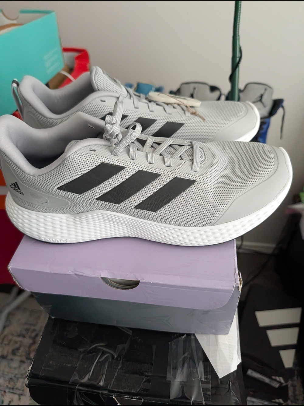 adidas Gray and Black Unisex Athletic Sneakers - Picture 6 of 9